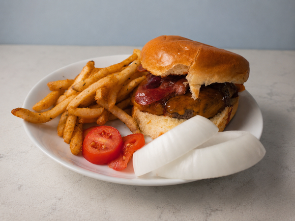 Smoked Brisket BBQ Bacon Cheese Burger Combo